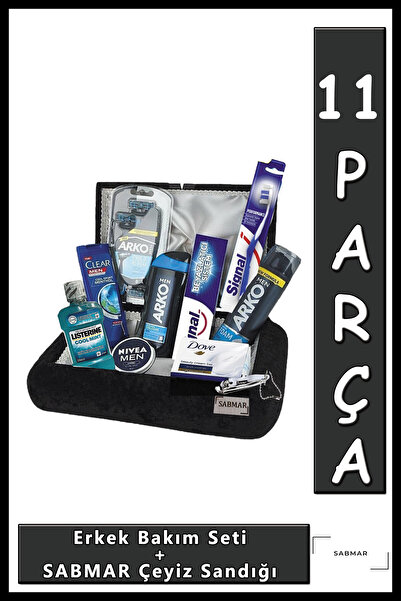 Arko Men Damat Bohçası Nişan Bohça Erkek Bakım Seti Sabmar Damat Çeyiz Sandığ...
