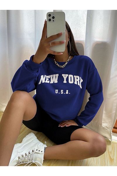 seda УНИСЕКС СУИТШЪР С ОБЛА ВРАТА И ПРИНТ NEWYORK USA, ЗА ЖЕНИ/МЪЖЕ