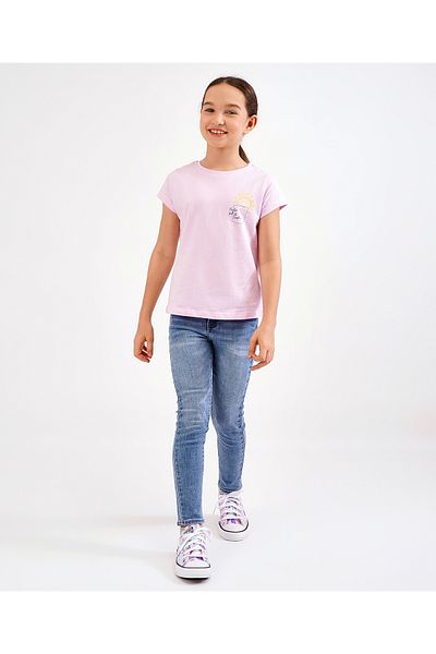 Primo Gino Half Sleeves T-Shirt Placement Print - Pink