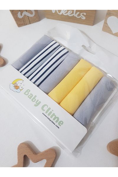 bebek iklimi 100% Cotton Mouth Wipes 7 Pack 22X22 cm Combed Cotton Baby Mouth Cloth Soft Fabric (No:10)