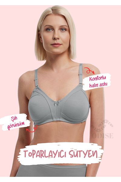 ODISE Sutien pieptănat din bumbac pieptănat, fără sârmă, fără cupe de burete (MĂRIME MARE DISPONIBIL)