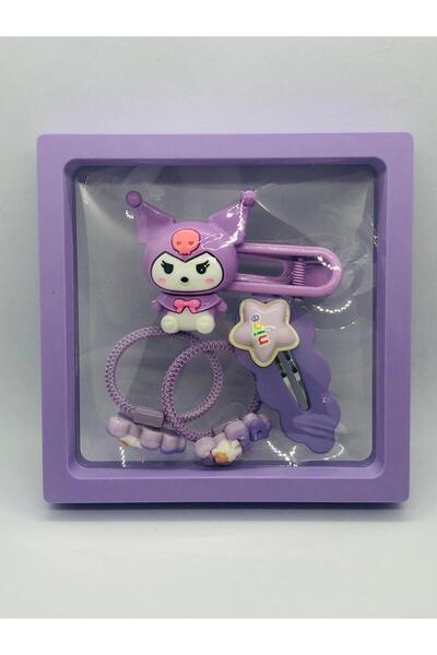 İnDerin Set de 5 agrafe de păr Sanrio Kuromi - în cutie