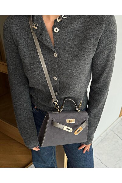 Tina İstanbul Šedá taška Nubuk - s krytem a příslušenstvím na opasek