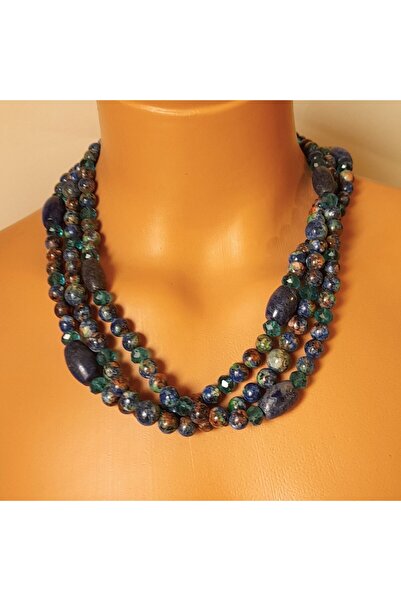 Asteria Elite قلادة اللازورد جاسبر 3 صفوف قابلة للفصل من الطاقة الأرضية والشجاعة