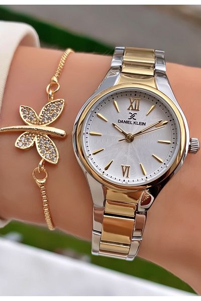 Daniel Klein Yellow Silver Color Women's Wristwatch