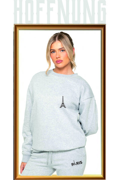 HOFFNUNG Σετ φούτερ με κουκούλα με 3 νήματα με σχέδιο Paris Eiffel Tower