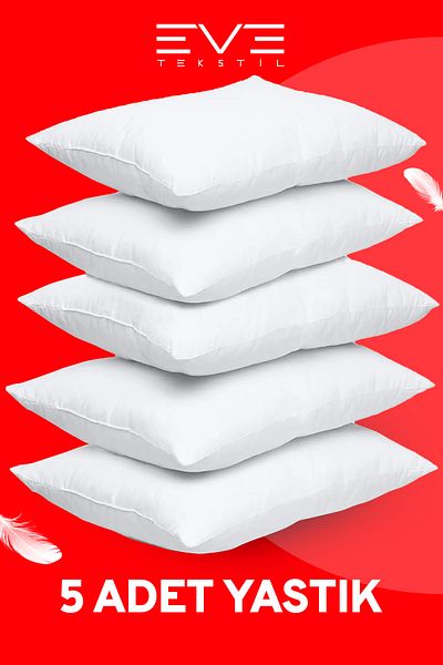 Eve Tekstil 5 τεμάχια Micro Silicone Fiber Nonwoven Πλενόμενο Αντιαλλεργικό Μαξιλάρι σπιτιού και ξενοδοχείου 50x70cm 700 gr