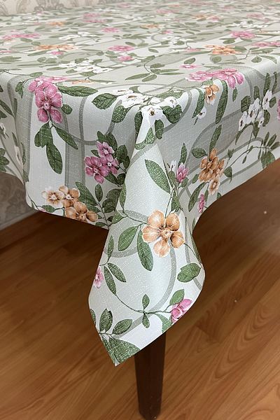 Pimulahome مفرش طاولة من القماش الزيتي القابل للمسح بقاعدة من ألياف PVC_flower_1224