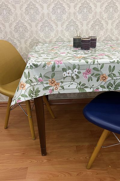 Pimulahome مفرش طاولة من القماش الزيتي القابل للمسح بقاعدة من ألياف PVC_flower_1224