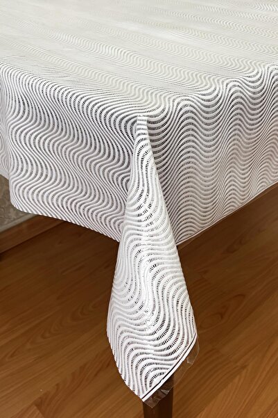 Pimula home مفرش طاولة من القماش القابل للمسح بلمسة نهائية شفافة من مادة PVC مخططة_1032-F