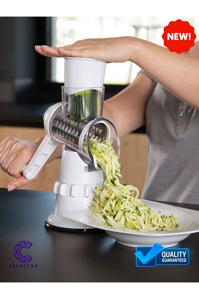 CREACTOR 3-Blade with Sleeve Vegetable Chopper Slicer Kitchen Drum Cheese Nut Walnut Grinder Grater Set S3