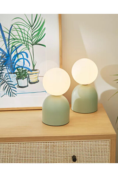 ASR Yeşil Küre Abajur Başucu Masa Üstü  Aydınlatma Gece Lambası 1 Adet Kablol...
