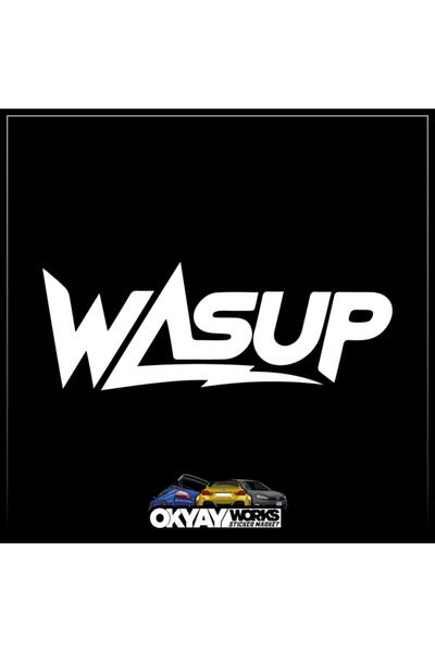 OkyayWorks ملصق Wasup - ملصق أبيض للسيارة والدراجة النارية