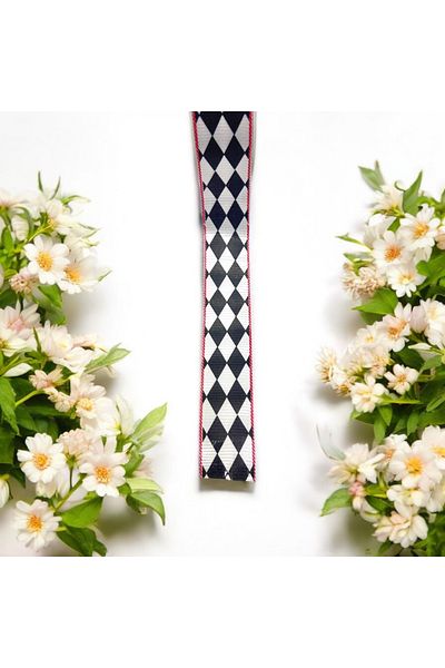 BukiroAtelier 2 Meters Checkerboard Patterned Grosgrain Ribbon - 3cm