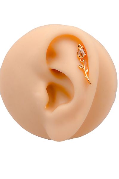 Trinos Zircon Stone Rose Figured Surgical Piercing - Helix Tragus (1 piece)