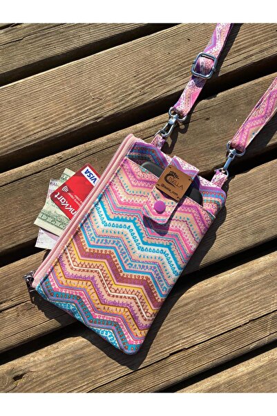 İsella حقيبة هاتف عرقية بنمط متعرج - محفظة