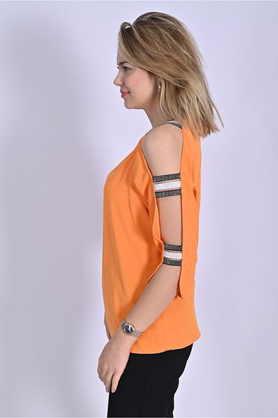 UNIQUE LADY Women's Three Quarter Sleeve Blouse with Stones