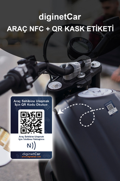Motosiklet NFC Karekod Etiketi (KASK NFC QR KOD KİMLİK - ARAÇ NUMARATÖRÜ - NFC KAREKOD CAM ETİKET)