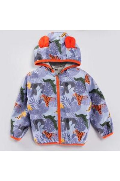 MDM Giraffe Lion Elephant Figured Hooded Cotton Lined Pocket Baby Girl Boy Raincoat Coat Overalls Children