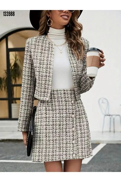 Viyamo Women's Mini Skirt Jacket Set