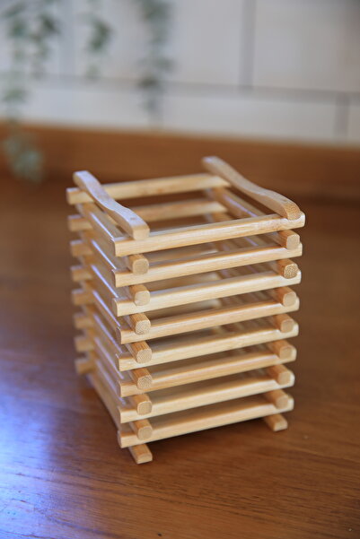 Sever Square Spoon Holder with Bamboo Stick