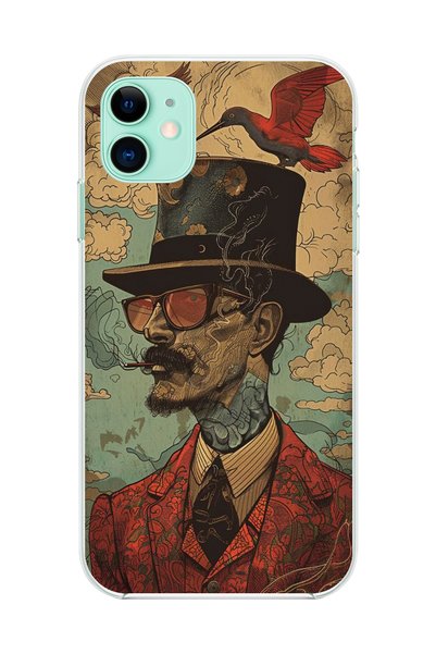 Dali Design iPhone 11 Compatible Transparent Case with Trilby Design