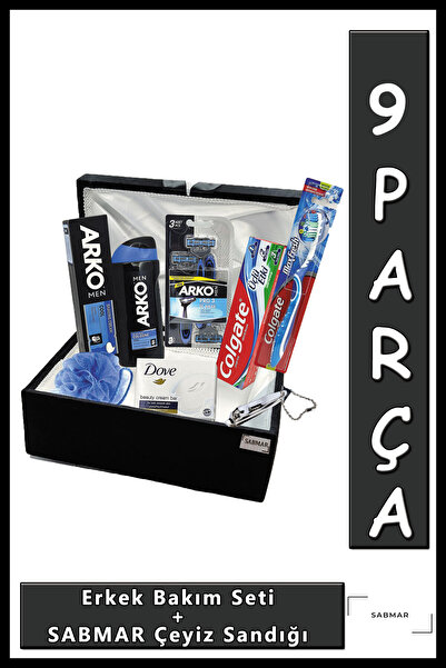 Arko Men Damat Bohçası Damat Çeyiz Sandığı Sabmar Nişan Bohça Erkek Bakım Set...