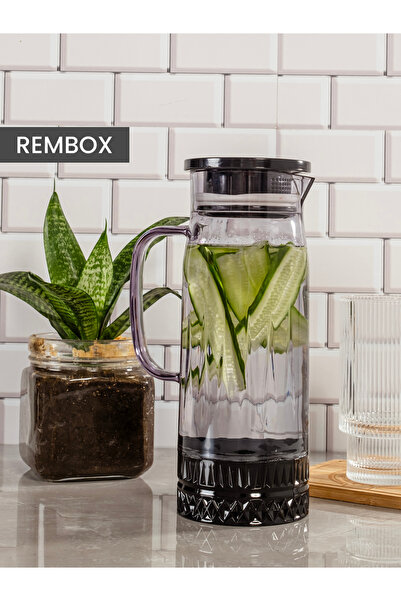 Rembox Vakum Kapaklı Süzgeçli Kristal Sürahi - Su, Detoks Suyu,  Ayran, Limon...