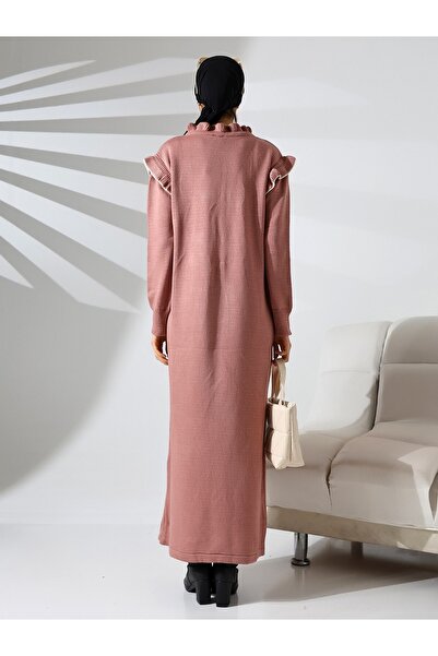 Modamorfo Ruffled Front Collar Lace-Up Knitwear Dress -G.Kurusu