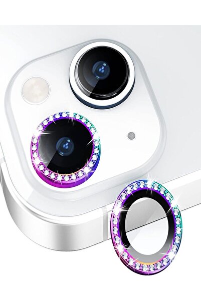 KILIF HOUSE Iphone 15 - 15 Plus Uyumlu Parlak Taşlı Kamera Lens Koruyucu