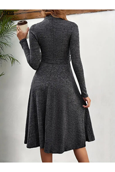 Viyamo Új szezon női hosszú ujjú garbó övvel, finom, kényelmes és stílusos midi ruha