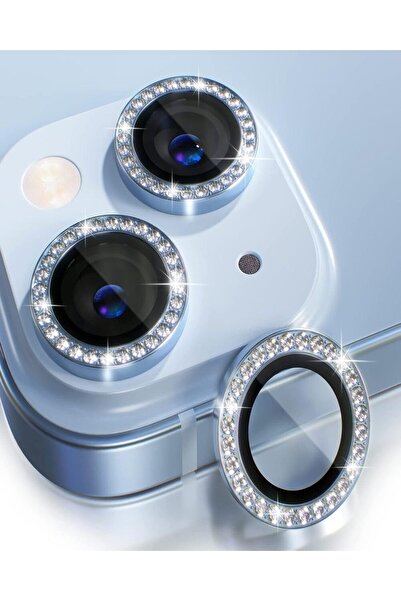 KILIF HOUSE Iphone 15 - 15 Plus Uyumlu Parlak Taşlı Kamera Lens Koruyucu