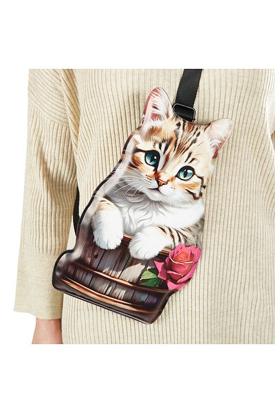 Funny Design Τσάντα ώμου με σχέδιο Rose Cat