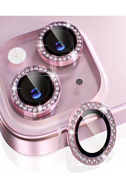 KILIF HOUSE Iphone 15 - 15 Plus Uyumlu Parlak Taşlı Kamera Lens Koruyucu