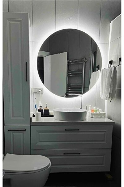 Narkissos Dizayn 100 cm Beyaz Ledli Yuvarlak Banyo Aynası