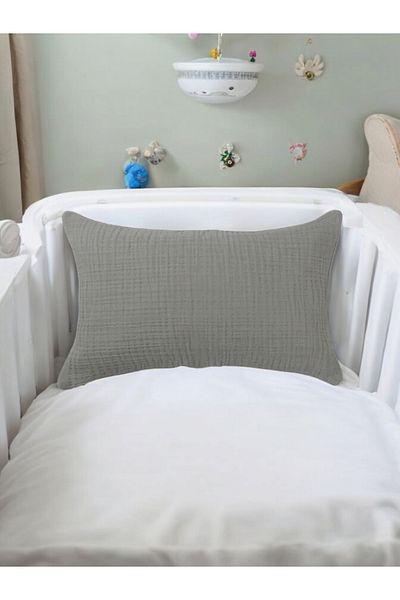 CollessiaHome Muslin Baby Pillow Case 35X60 cm - Gray