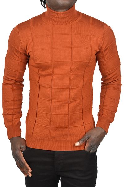 DeepSEA Pulover pentru bărbați, cu model pătrat, cu gât țesut, slim fit, cu gât 2505493