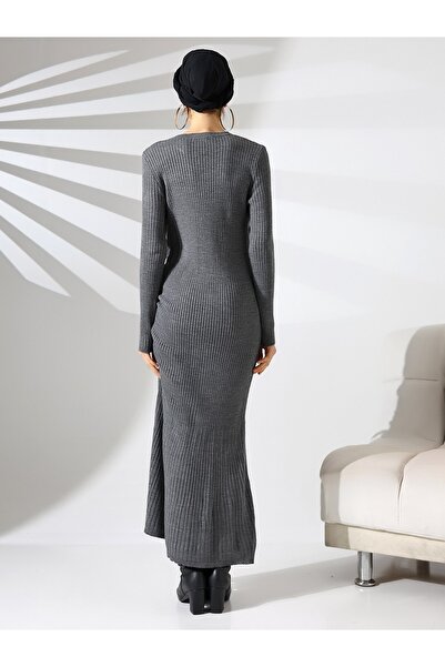 Modamorfo Drawstring Fish Knitwear Dress - Smoked