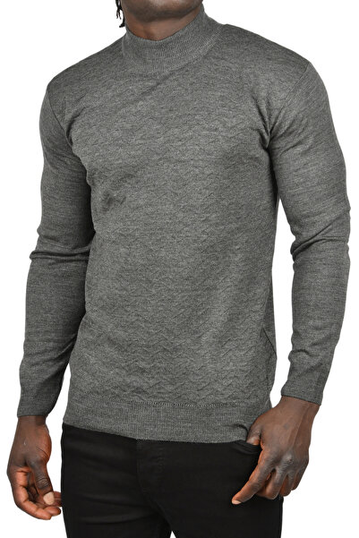 DeepSEA Pulover pentru bărbați, antracit, cu model în zig-zag - cu jumătate de gât țesut 2505496