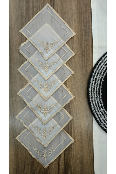 CAMİNHO DA LUA Reca Model 6 Pieces Cocktail Napkin Coffee Presentation Napkin Coasters Luxury Decorative Large Presentation