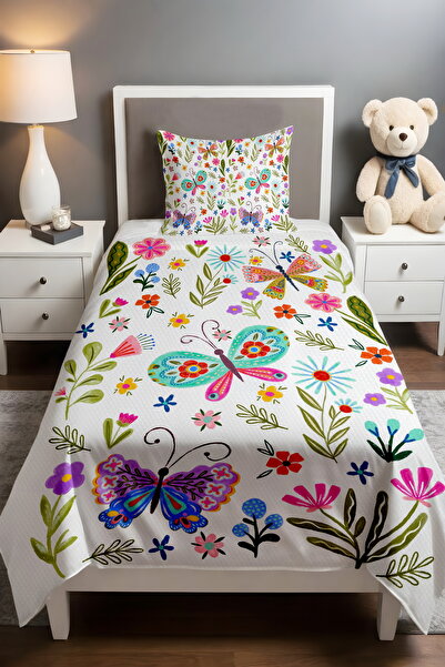 EVPANYA Colorful Butterfly Forest Patterned Single Baby Kids Pique Set