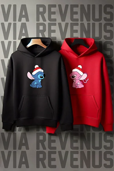 Vordevia Printed Lover Combination New Year's Gift Hooded Sweatshirt