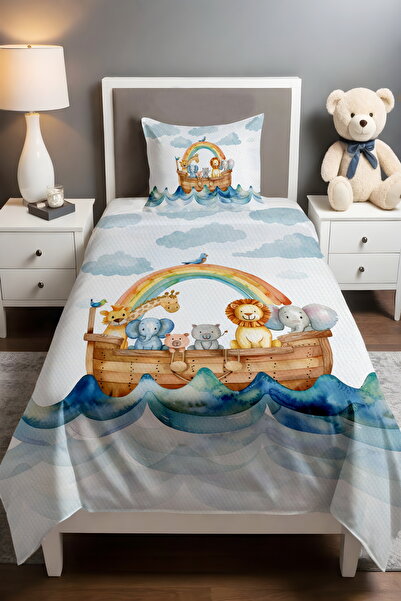 EVPANYA Safari Patterned Single Baby Child Pique Set on Board