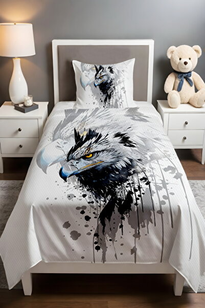 EVPANYA Black and White Eagle Patterned Single Baby Child Pique Set