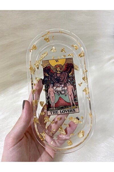 Milo Art The Lovers Aşıklar Tarot Kartı Temalı Altın Varaklı Takı Tabağı Mum ...