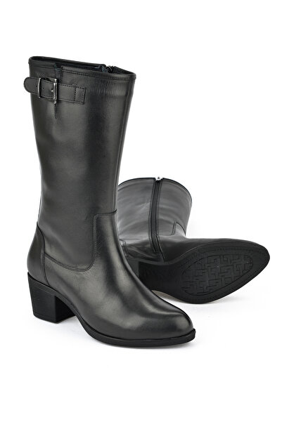 Ziya Γυναικείες μπότες από γνήσιο δέρμα - 14319Z88082 Μαύρο