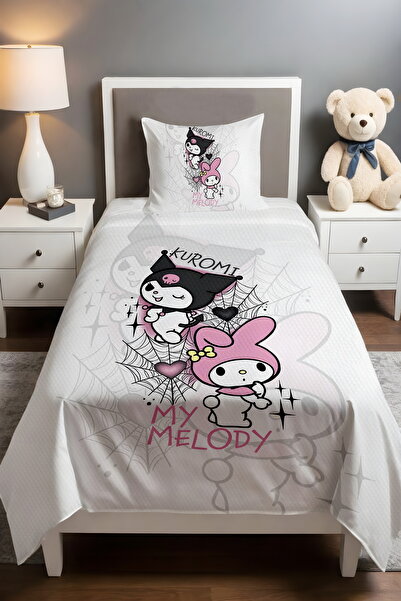 EVPANYA Cool Kuromi and Confused My Melody Patterned Single Baby Kids Pique Set