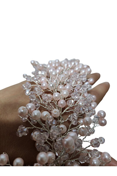 ARBABAG&ACCESSORY Bridal (Bride) after Party White Pearled Crystal Stone Hair Accessory