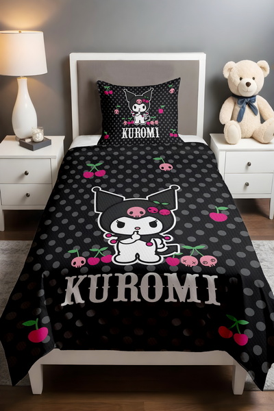 EVPANYA Pink Cherries and Kuromi Patterned Single Baby Child Pique Set