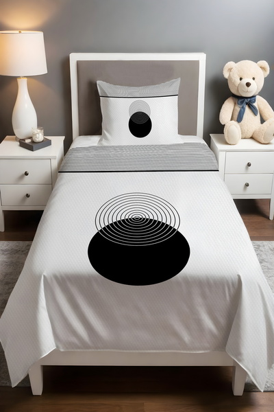 EVPANYA Bohemian Round Striped Patterned Single Baby Child Pique Set